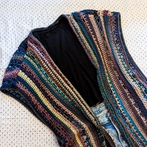 Duster length hand crocheted kimono